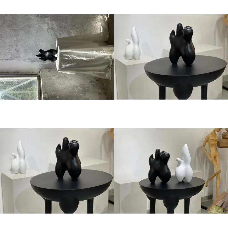 Modern minimalist black abstract art sculpture ornament