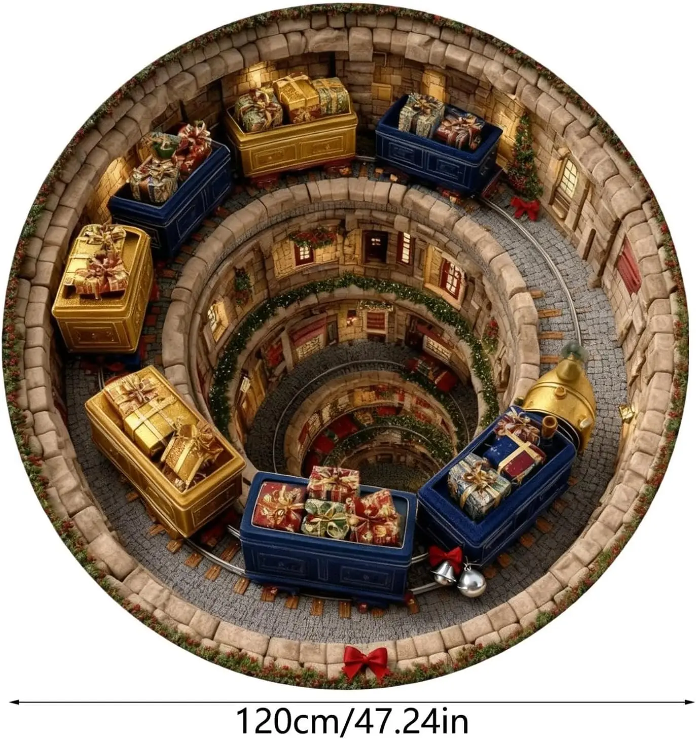 Premium Round Christmas Train Mat Kids Playroom Decor Seasonal Holiday Foam Rug Xmas Gift Centerpiece Floor Mat Nursery Living R