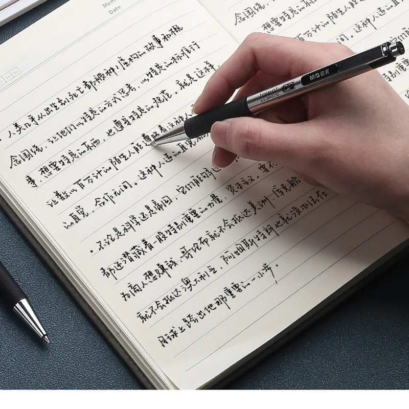 M & G قابل للسحب الفولاذ المقاوم للصدأ قلم حبر جاف هلام ، 0.5 مللي متر غرامة نقطة رصاصة تلميح أسود الحبر الملء السلس الكتابة قبضة توقيع القلم
