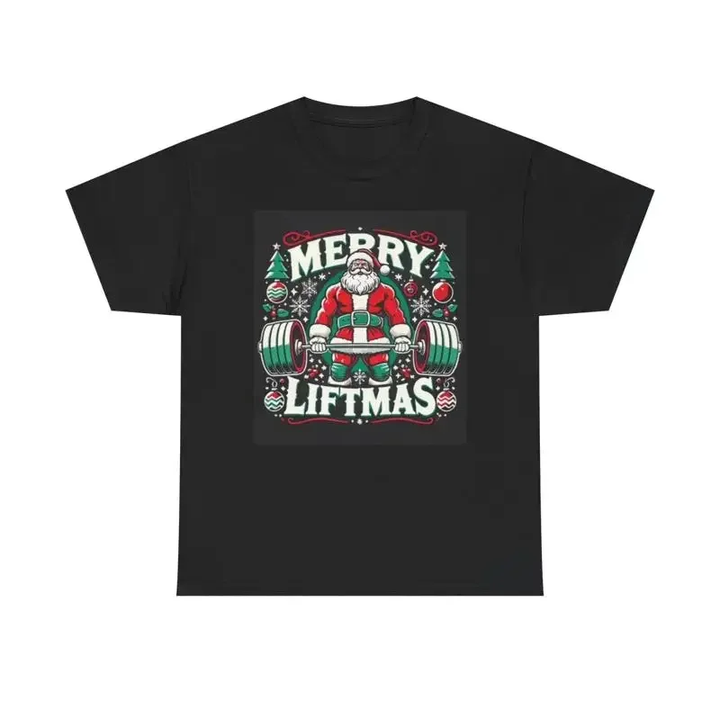 Merry Liftmas T Shirt Funny Gym Gear Heavy Cotton