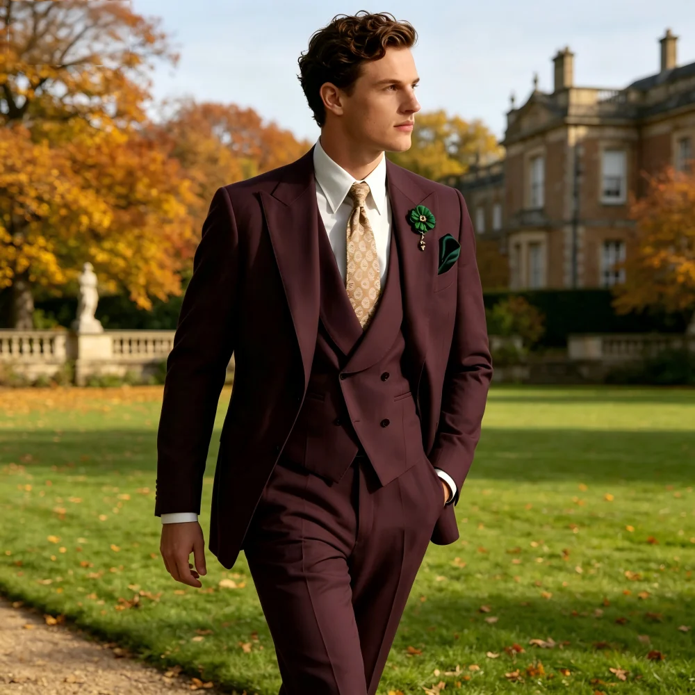 

Men's 3-Piece Jacquard Tuxedo Set in White Elegant Wedding Groomsmen Suit with Shawl Collar for Formal Occasions