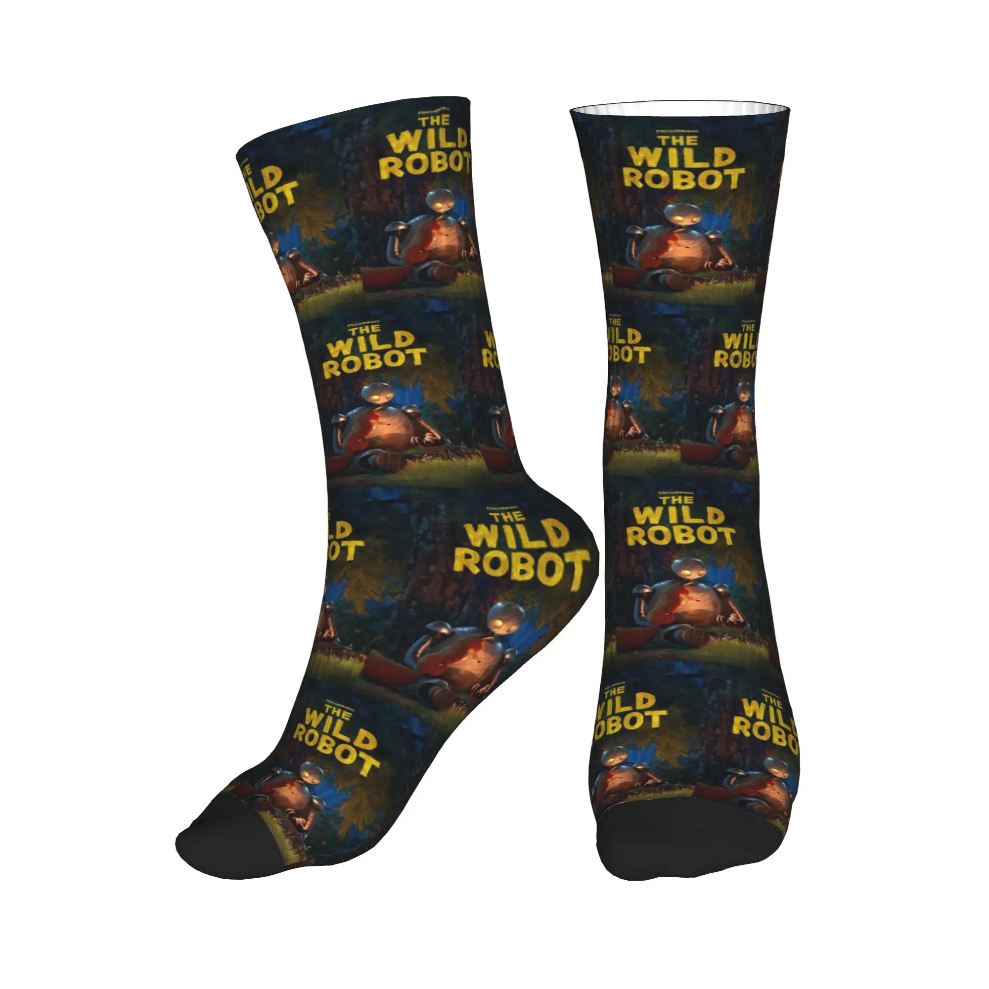 

All Seasons The Wild Robot Sport Middle Tube Socks Super Soft Crew Socks Casual Stockings for Men Women
