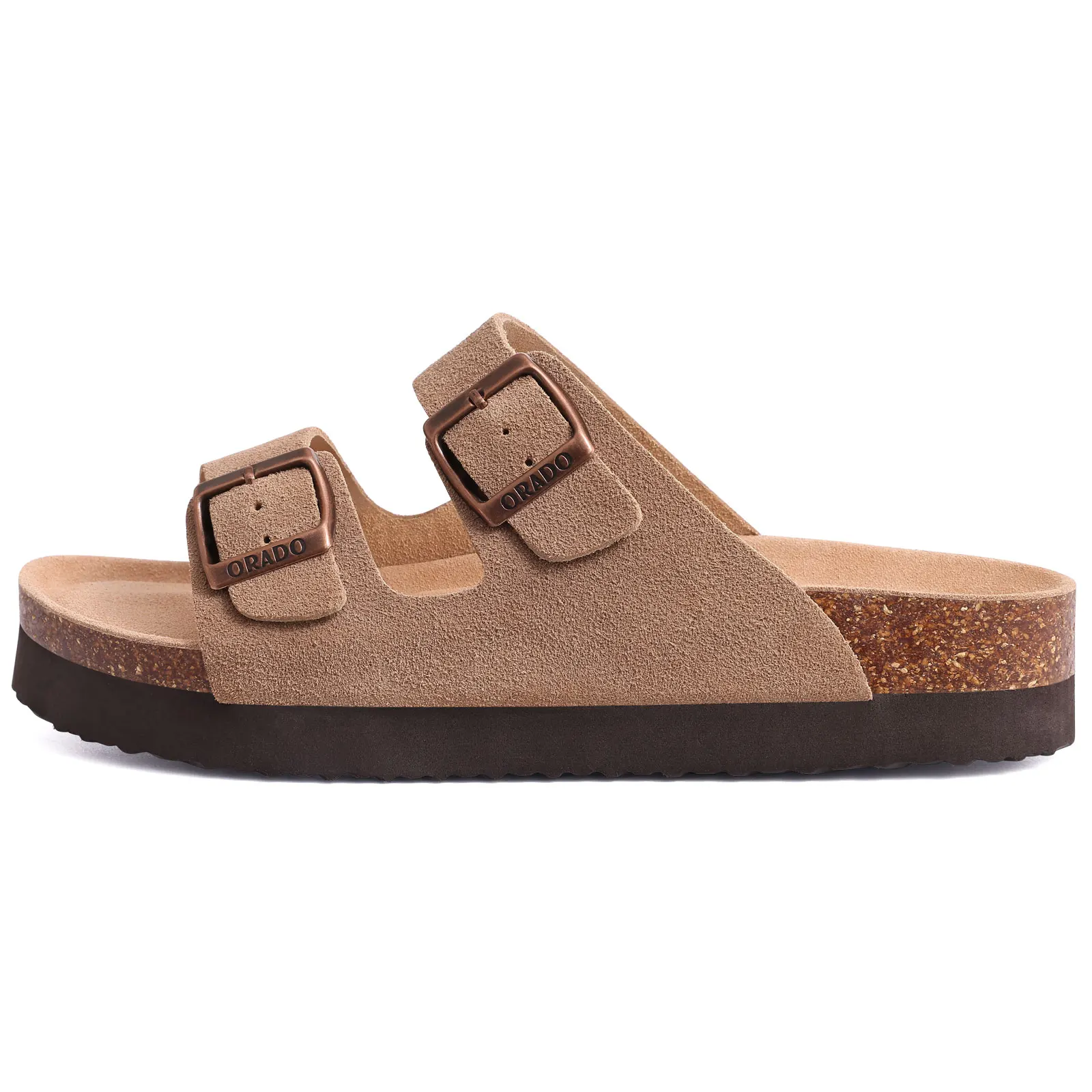 Kidmi New Men Sandals Men Double Buckle Sandals Cork Suede Men Slippers Outdoor Beach Slide Sandals Casual Soft Nonslip Sandals image 4