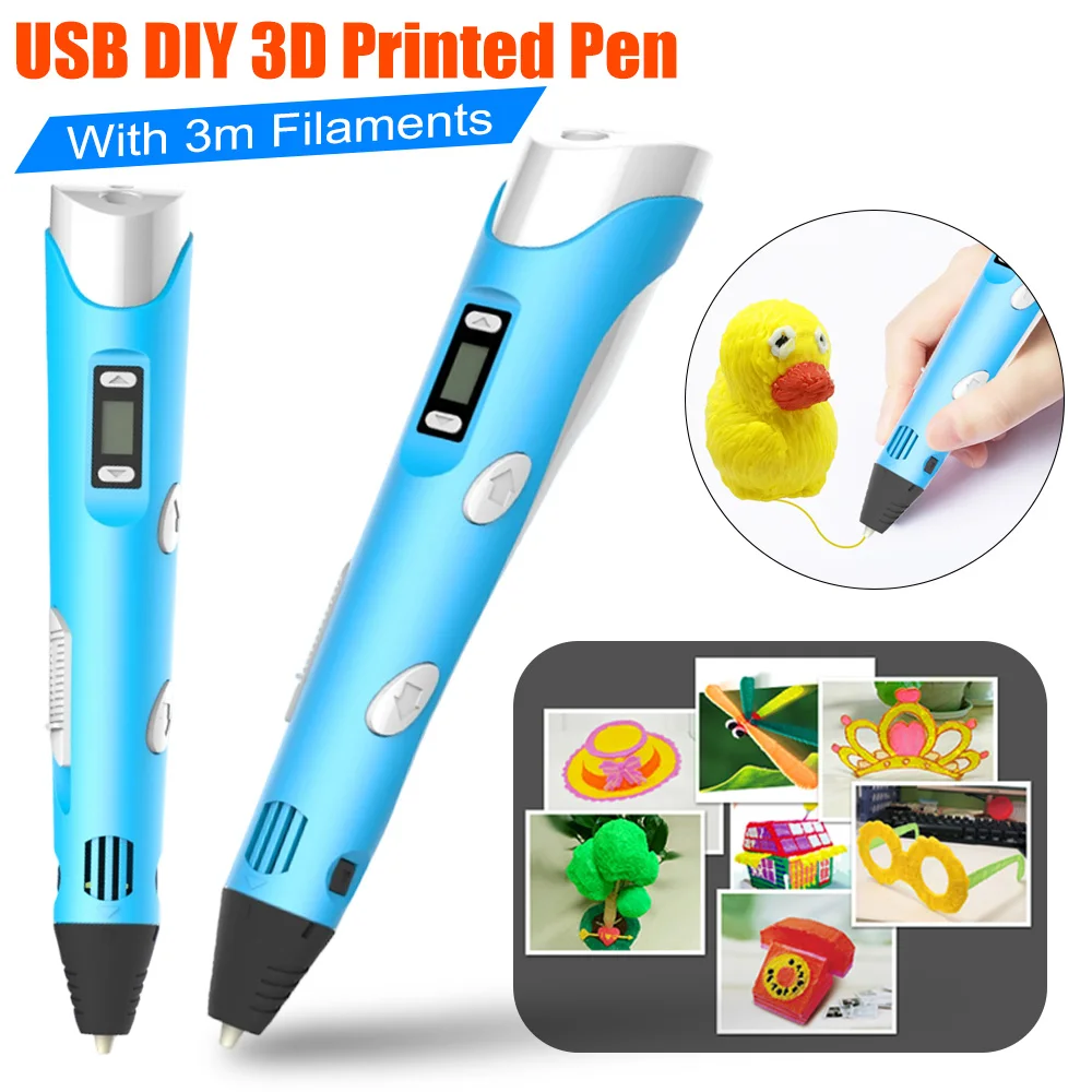 

1PC USB Electric 3D Pen With 3m Colored Filaments 3D Drawing Printing Pens Creative DIY 3D Printed Gifts For Birthday Christmas