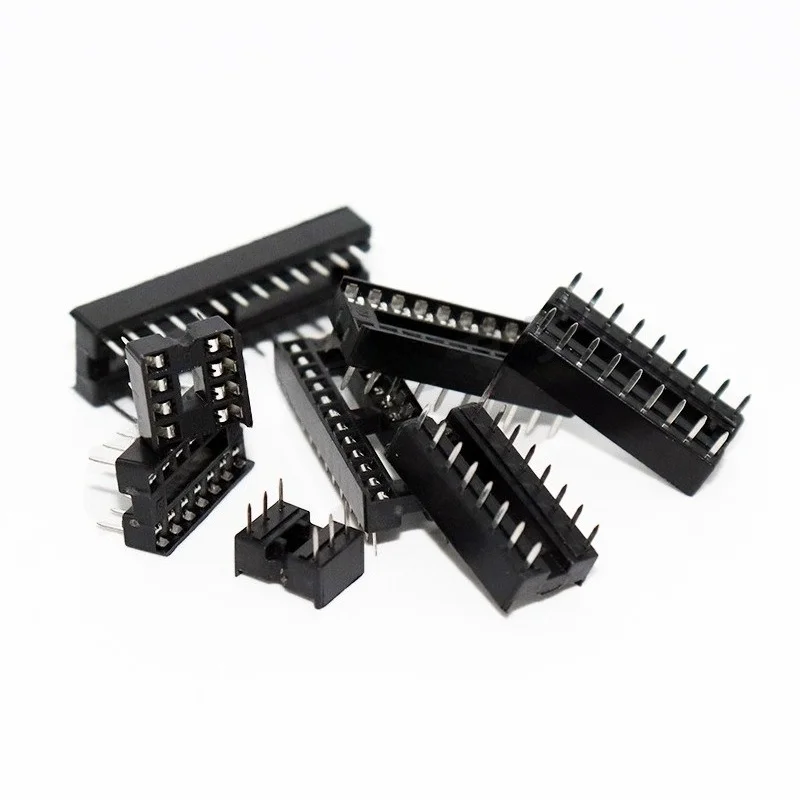 IC Socket Assortment Kit 66Pcs 8 Sizes Flat Pin DIP Socket Chip Socket Holder with Box for Arduino