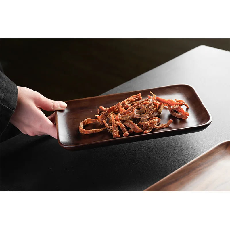 Japanese Rectangular Wooden Plates, Black Walnut, Breakfast Snacks, Hotel, Cafe, Wooden Tableware