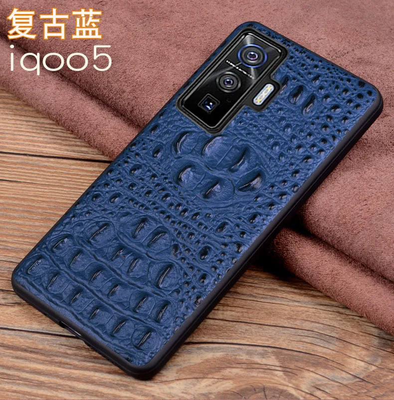New Genuine Leather Luxury 3d Crocodile Head Phone Case For Vivo Iqoo 5 Pro Cover For Vivo Iqoo5 Pro Cases Bag image 5