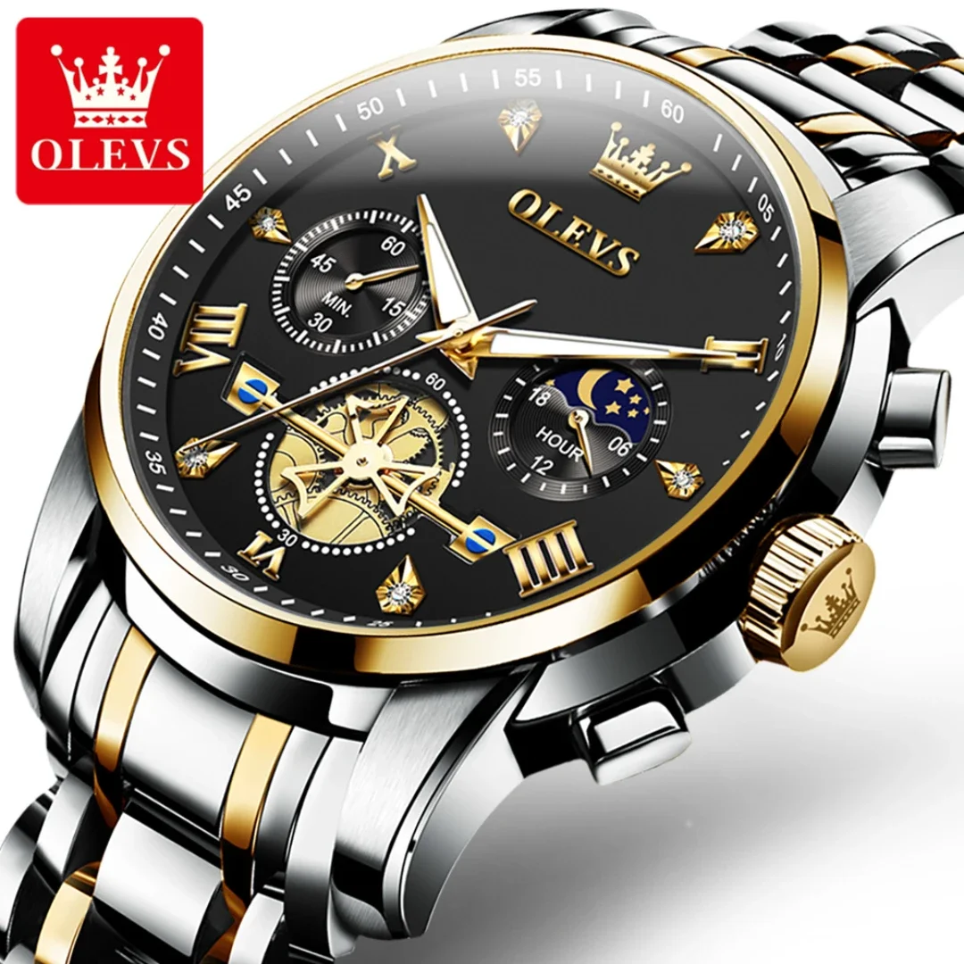 

OLEVS 2856 Business Quartz Watch Stainless Steel Watchband Round-dial Chronograph