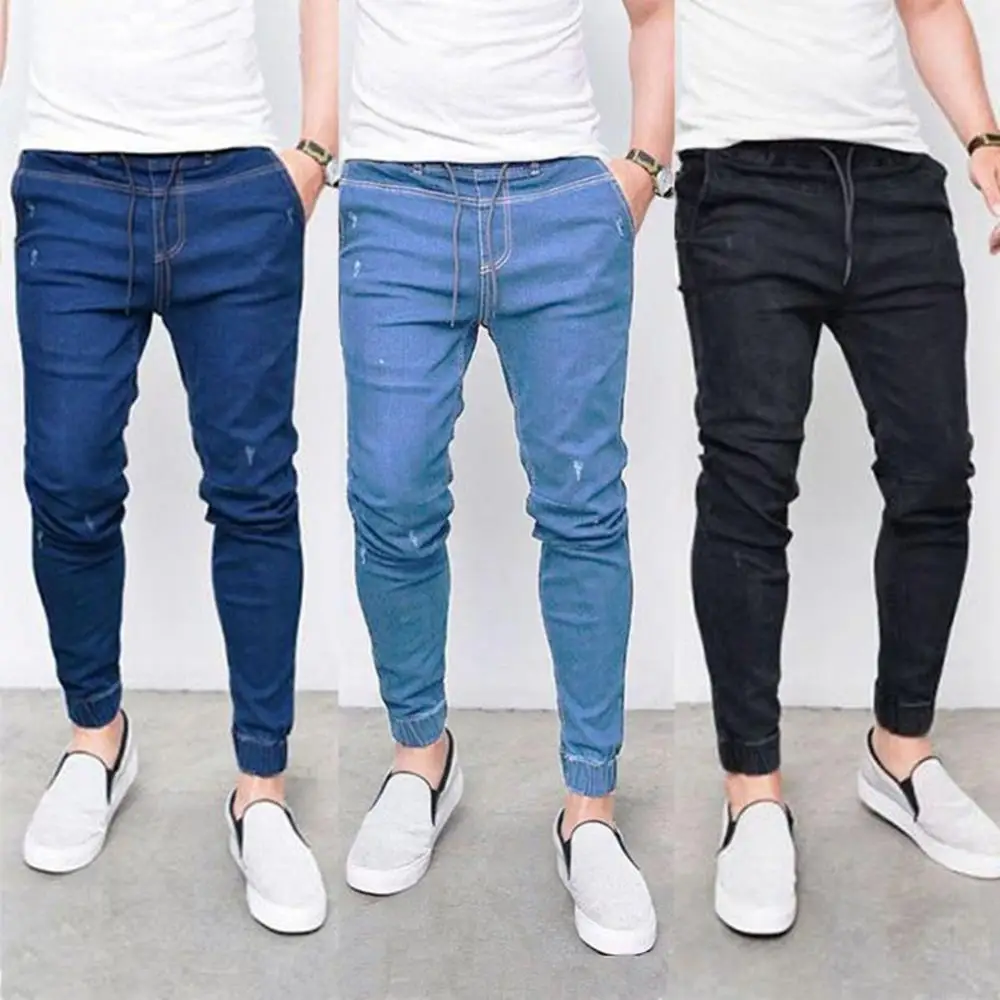 

Skinny Men Trousers Denim Pants Pencil Jeans Denim Trousers Plus Size Jogger Elastic Waist Trousers