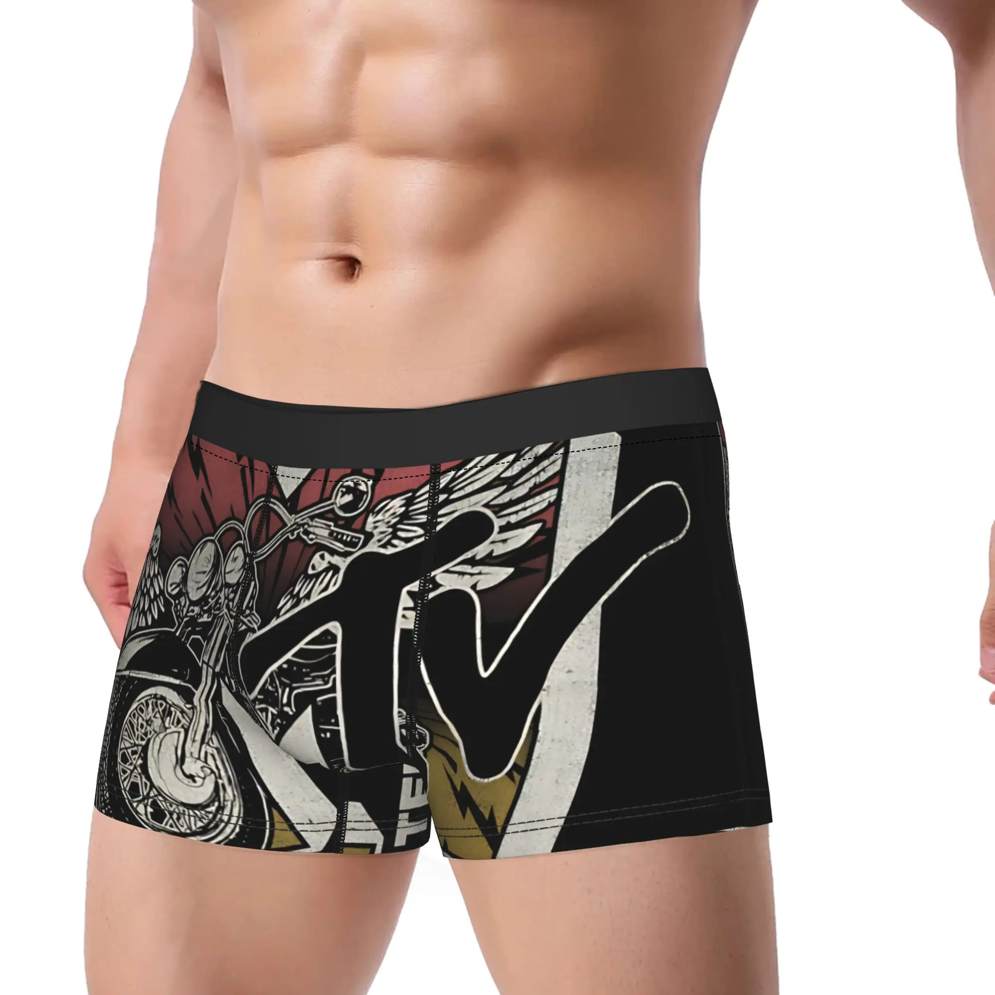 Vintage Hard Rock Motorcycle Ride MTV Underpants Homme Panties Man Underwear Comfortable Shorts Boxer Briefs