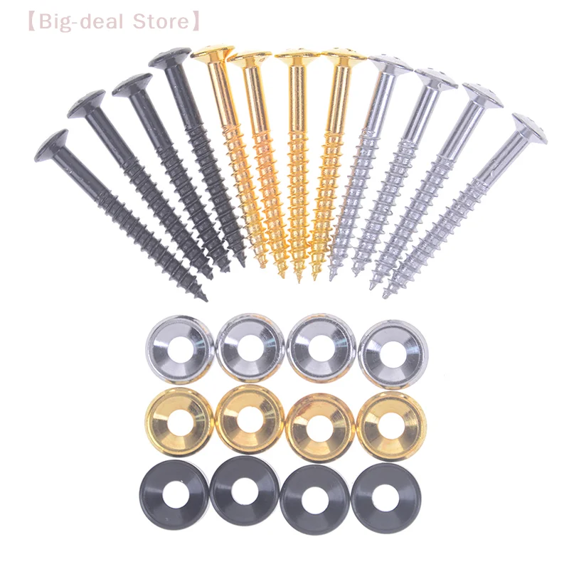 【M】4 Pcs Electric Guitar Neck Mounting Ferrules/bushings And Screws 5*45mm Chromium/black/gold Bass Reinforcement Buckle