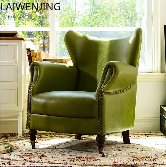 

HLZ modern simple light luxury single sofa retro matte leather sofa high back chair