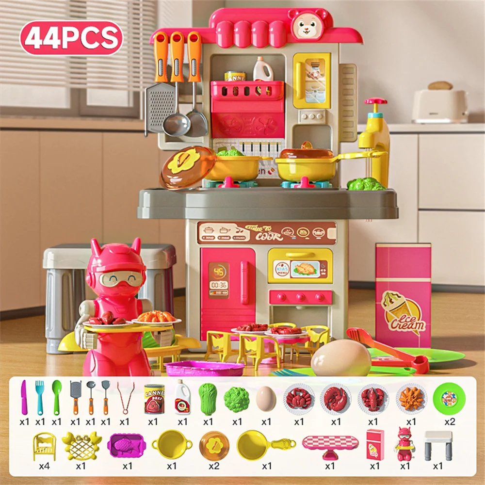 Jouets de simulation de cuisine pour enfants, ustensiles de cuisine, son et lumière amusants, cadeau pour enfants