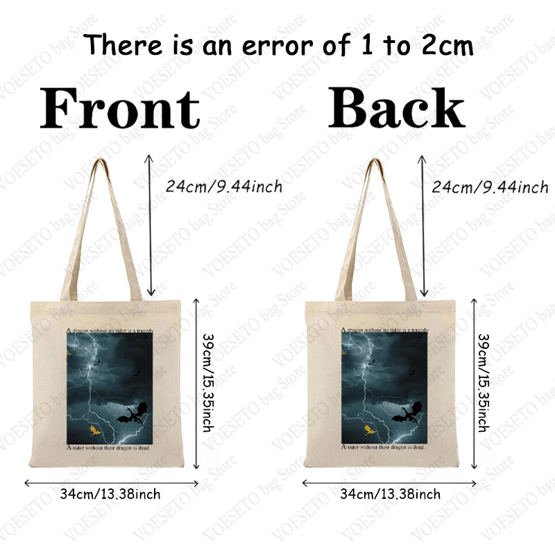 Fourth Wing Dragon Rider Tote Bag A Dragon Without Its Rider Is A Tragedy Shopping Bag for Bookish The Empyrean Series Gift