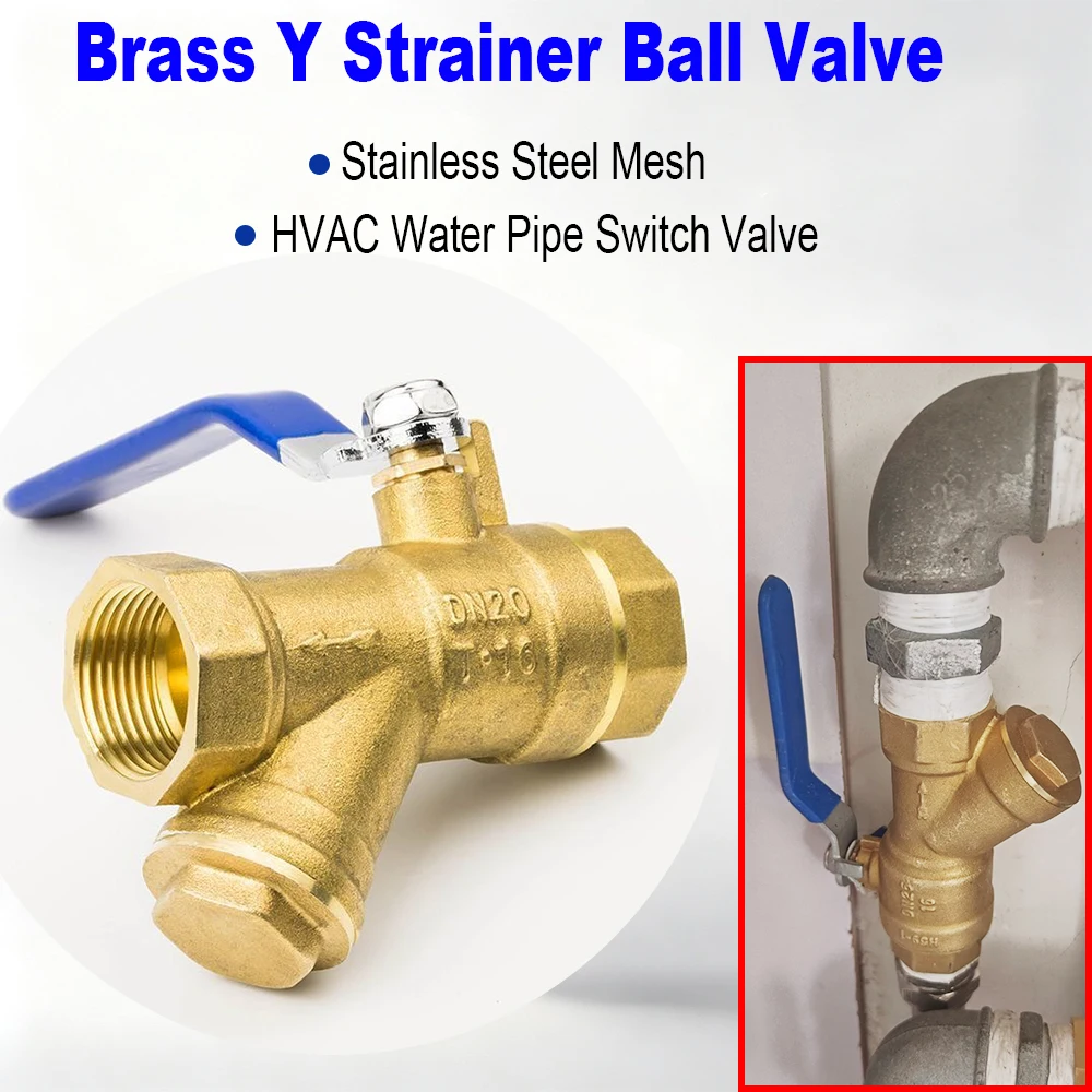 HVAC Water Pipe Switch Valve Brass Y Strainer Ball Valve Integrated Stainless Steel Filter Screen Water Pipe Pumps Valves