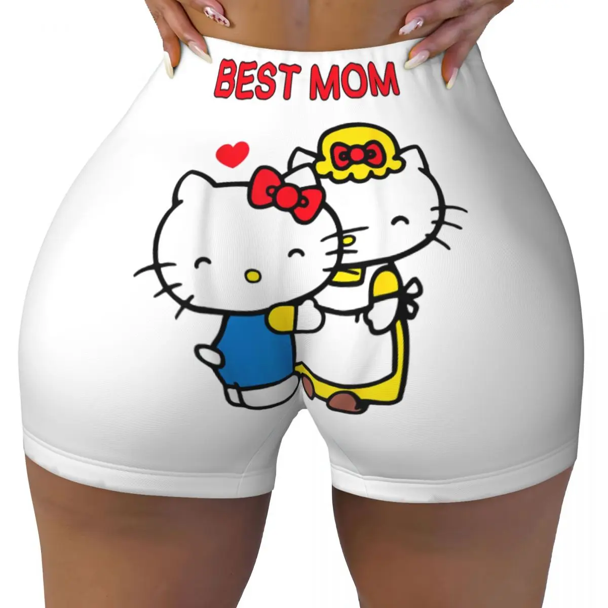 

Женские спортивные шорты для йоги Hello Kitty на День матери, лучшие шорты для мамы, медовые персиковые шорты на бедрах, тренировочные брюки, колготки