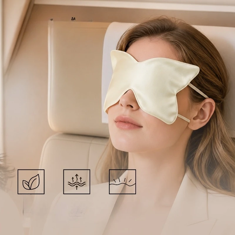Double-Sided Satin Butterfly Print Sleep Mask for Women Travel Eye Mask, Zero Eye Pressure Soft Blindfold with Adjustable Strap