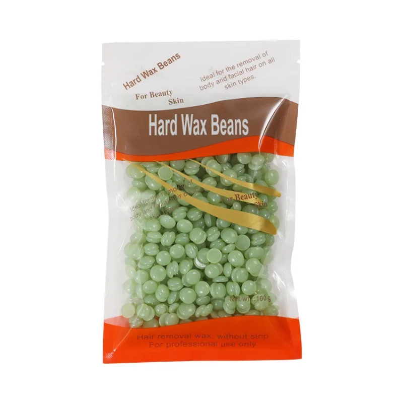 100g Paperless Hair Removal Wax Bean Solid Hard Wax Bean Therapy Wax Granules Full-body Hair Removal Amber 10-color Orange Bag