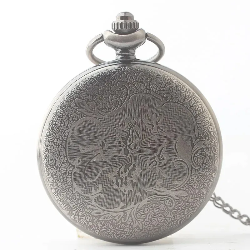 Vintage Quartz Pocket Watch Personality Engraved Flip Arabic Numerals Display Necklace Pendant Men's Ladies Student Gifts