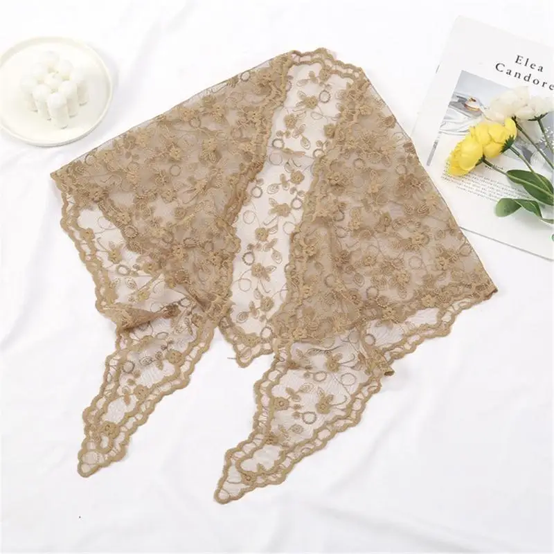 652F Ikat Rambut Syal Bunga Renda Wanita Syal Liburan Musim Panas Bandana Rambut Bunga