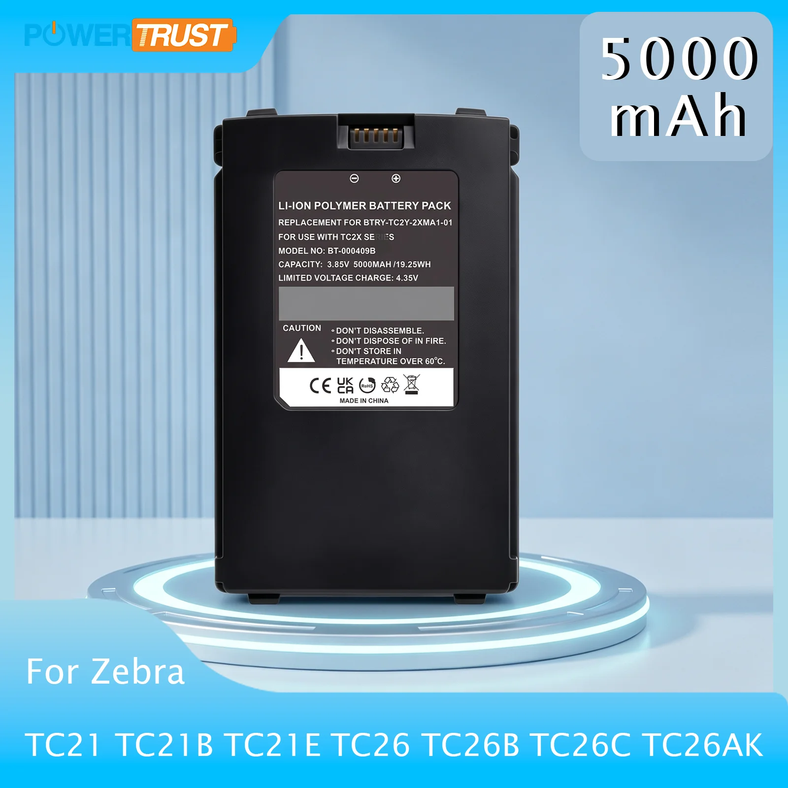PowerTrust PDA Replacement Batteries 5000mAh BT-000409 For Zebra TC21 TC21B TC21E TC26 TC26B TC26C TC26AK BT-000409B Battery