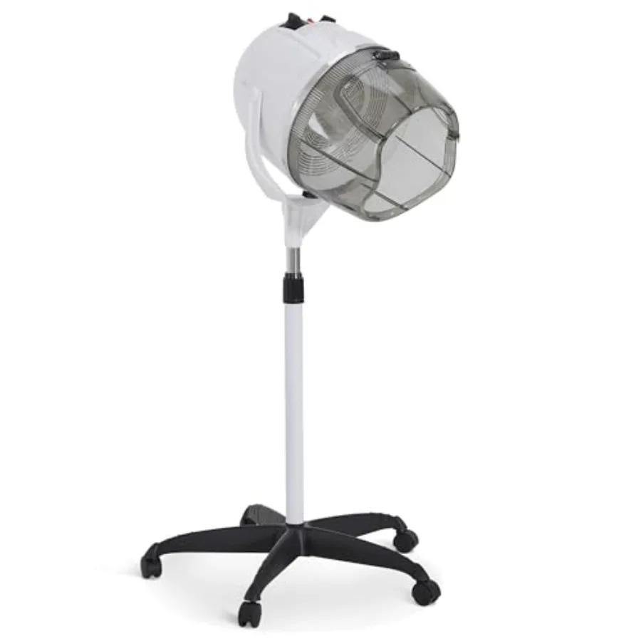 1000W Hooded Hair Bonnet Dryer with Adjustable Height Floor Stand and 360 Rotation Base for Salon Use White