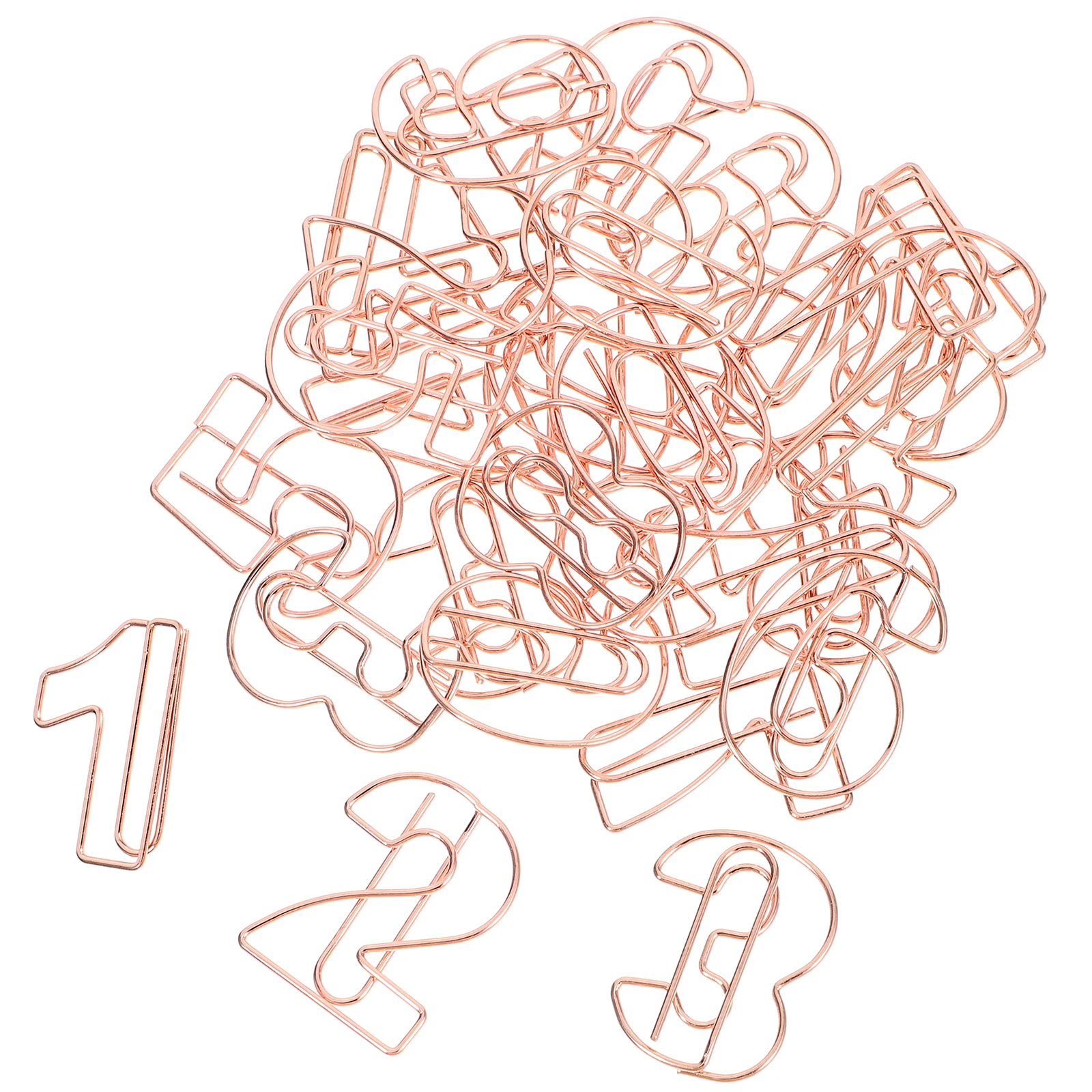 

30pcs Paper Clips Number Shaped 0-9 Rose Gold Office Supplies Decorative Book Reading Accessories Small Plating