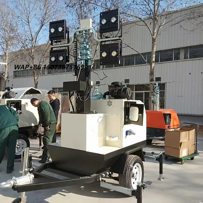 4x400w LED Light Tower Hydraulic Lift Portable Lighthouse Industrial Outdoor Portable Telescopic Light Tower