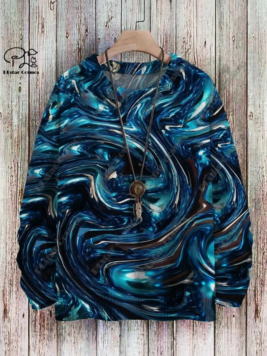 PLstar Cosmos, новая 3D-печать, ретро-серия, геометрический сращивающий градиент, уродливый свитер, зимний уличный повседневный свитер унисекс f-2