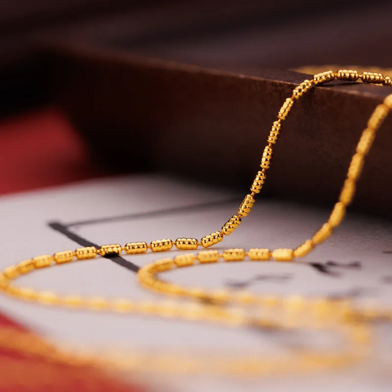 

Exquisite 14 K Gold Color Bamboo Knot Necklace for Women Bamboo Knot Collarbone Chain Fine Jewelry Sets Wedding Birthday Gifts