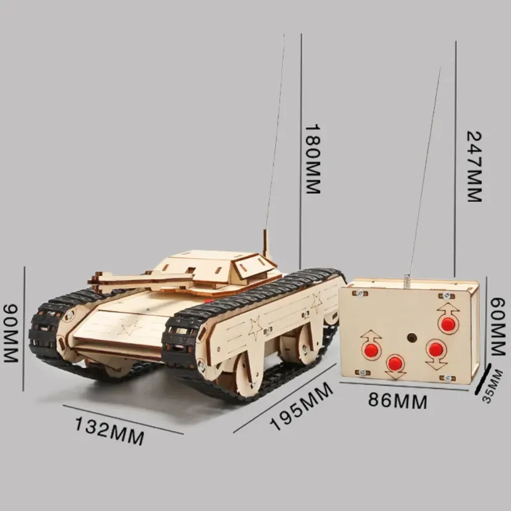 DIY Remote Control Tank Toys Wooden RC Tank Assembly 3D Puzzles Electric Motor Building Kids Educational Experimental Model Kits