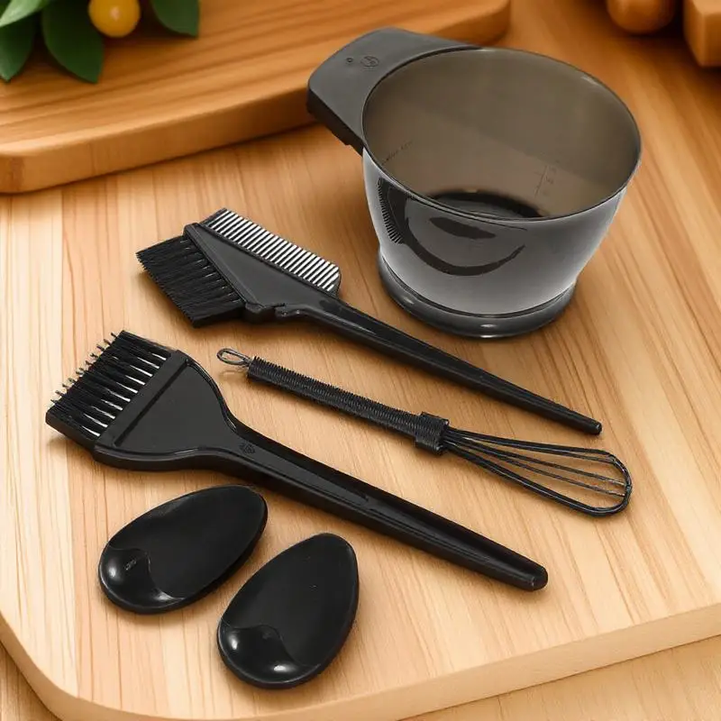 طقم صبغ الشعر مكون من 5 قطع للاستخدام الاحترافي في الصالونات سهل الاستخدام بدون فوضى وخالي من المتاعب، مجموعة تلوين المواد البلاستيكية المتينة، مجموعة صبغ الشعر