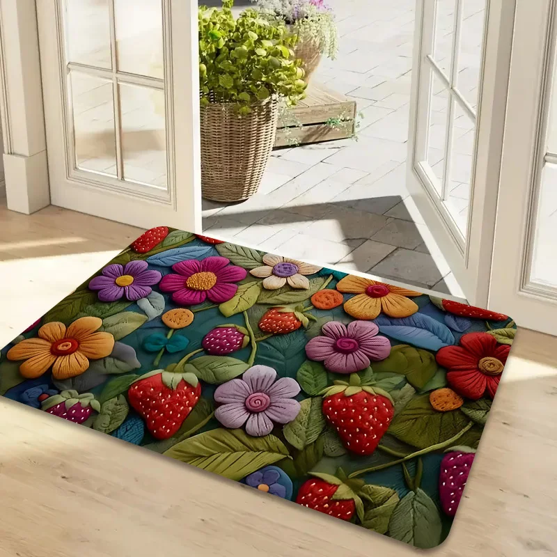 Sunflower Border Welcome Letter Doormat Entry Decorative Rug Anti Slip Floor Mat For Outdoor Front Door Entry Decor Use
