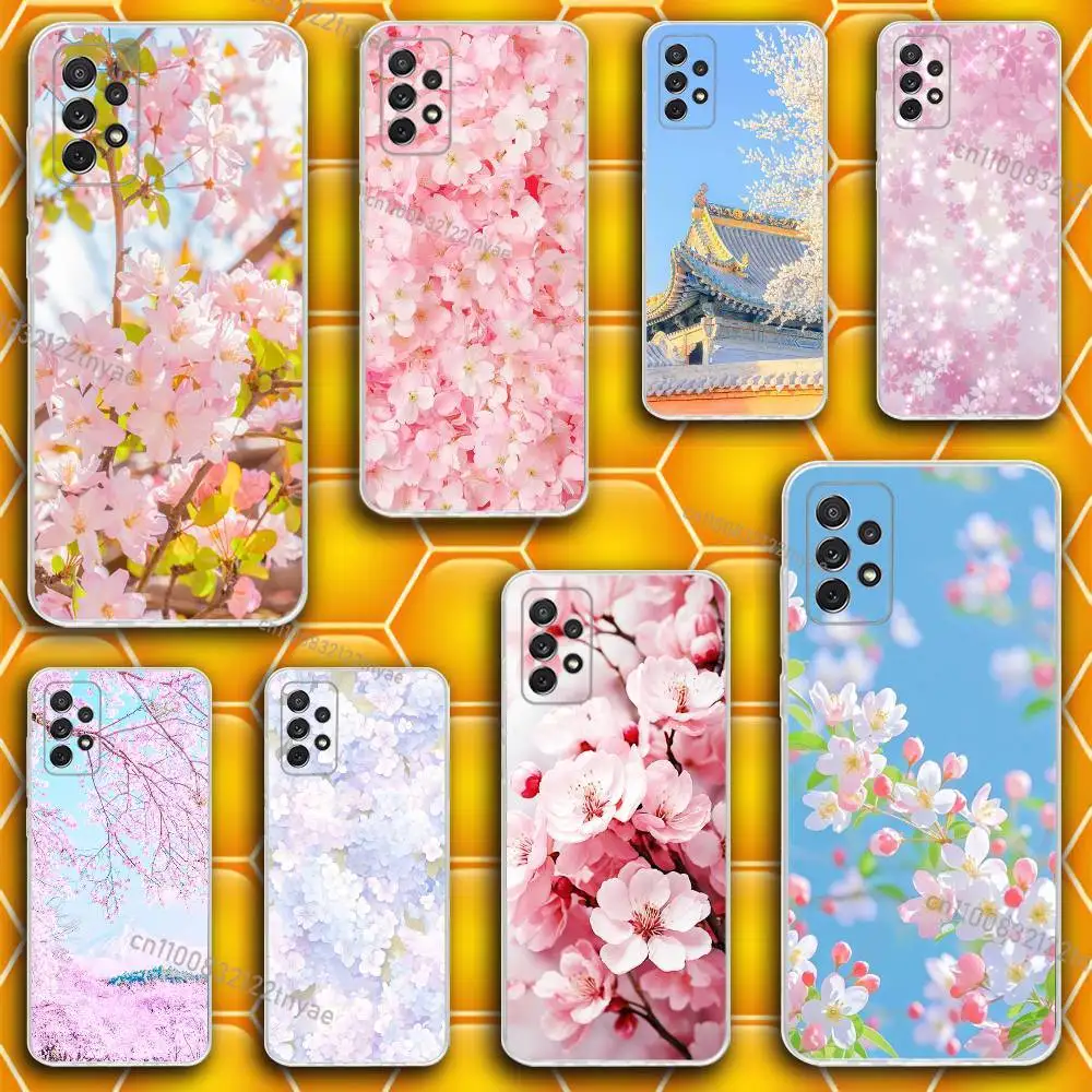 

Pink Cherry Blossom Sakura Phone Case Silicone For Samsung S30,23,21,22,20 FE lite,S10,9,PIus Note20ultra Soft Transparent