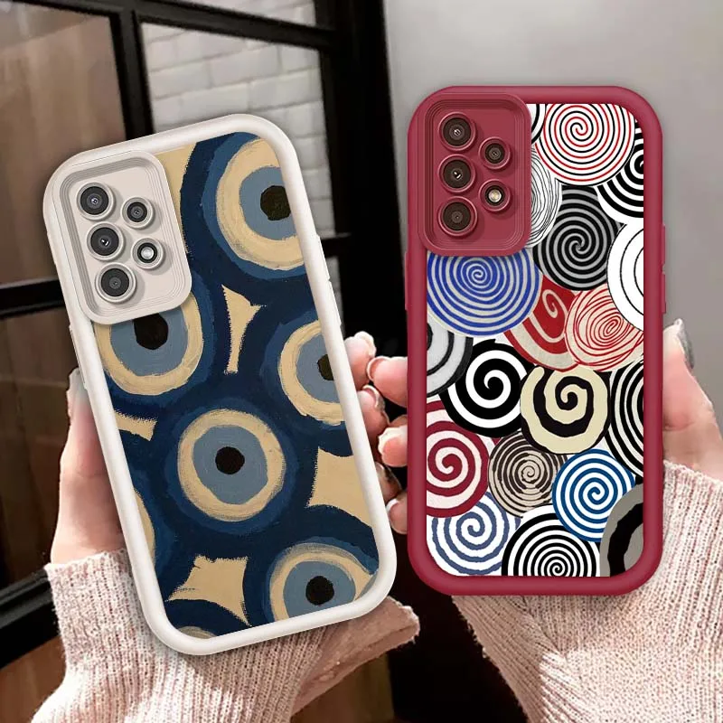 

Round Retro Popular Luxury Art Phone Case For Samsung A71 A52 A51 A34 A33 A22 A16 A15 A13 A04 A06 Note 20 Ultra 5G Eye Ladder