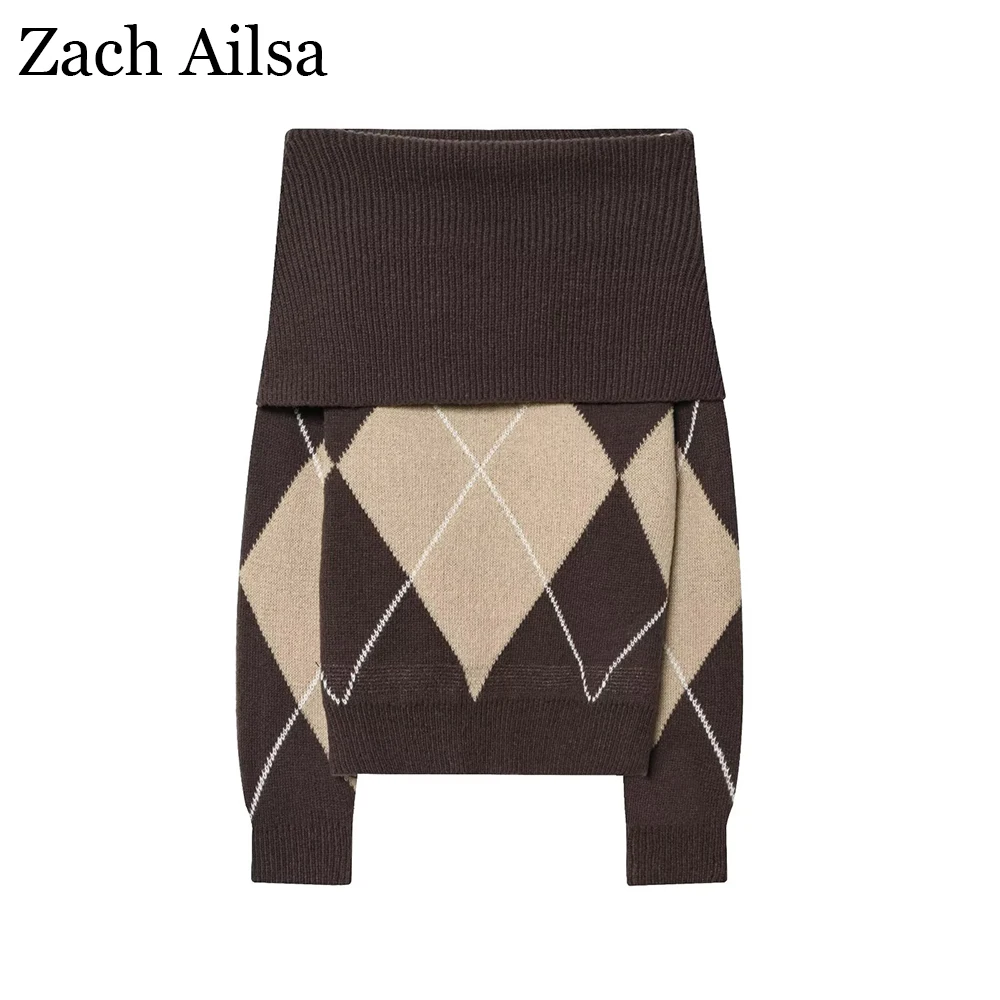 

Осенняя новая женская одежда, модный темпераментный повседневный вязаный свитер с открытыми плечами в европейском и американском стиле