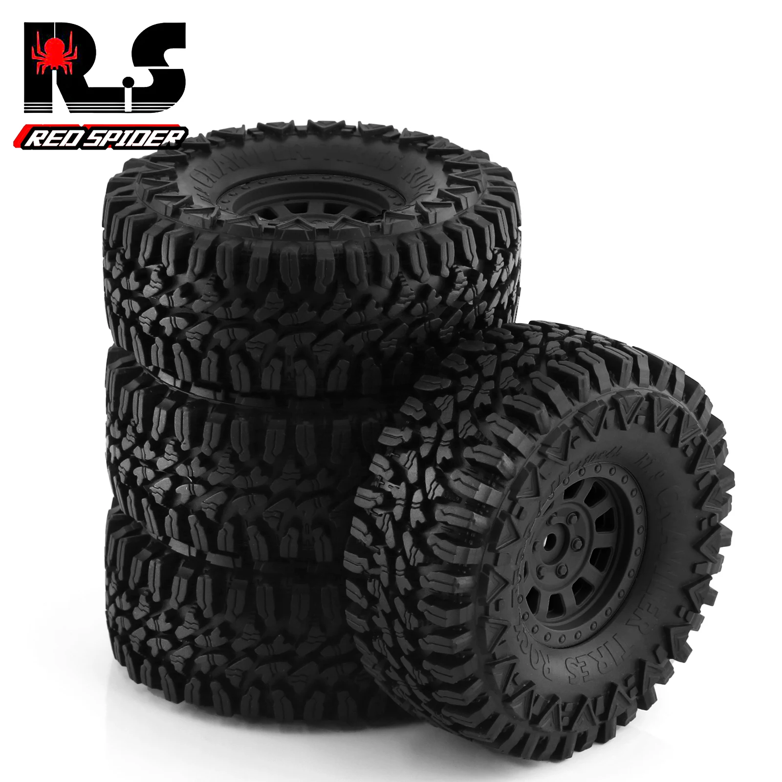 

RED SPIDER 4Pcs 1.9" Plastic Beadlock Wheels and Crawler Tires For 1/10 RC CAR AXIAL SCX10 JEEP Wrangler II TRX-4 T6 MST