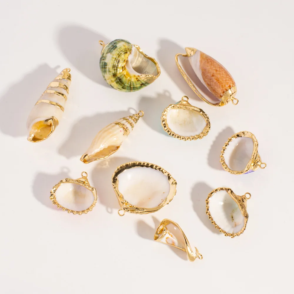 5Pcs Multicolor Natural Shell Edged Conch Pendant Charm for DIY Earrings Necklace Jewelry Accessories