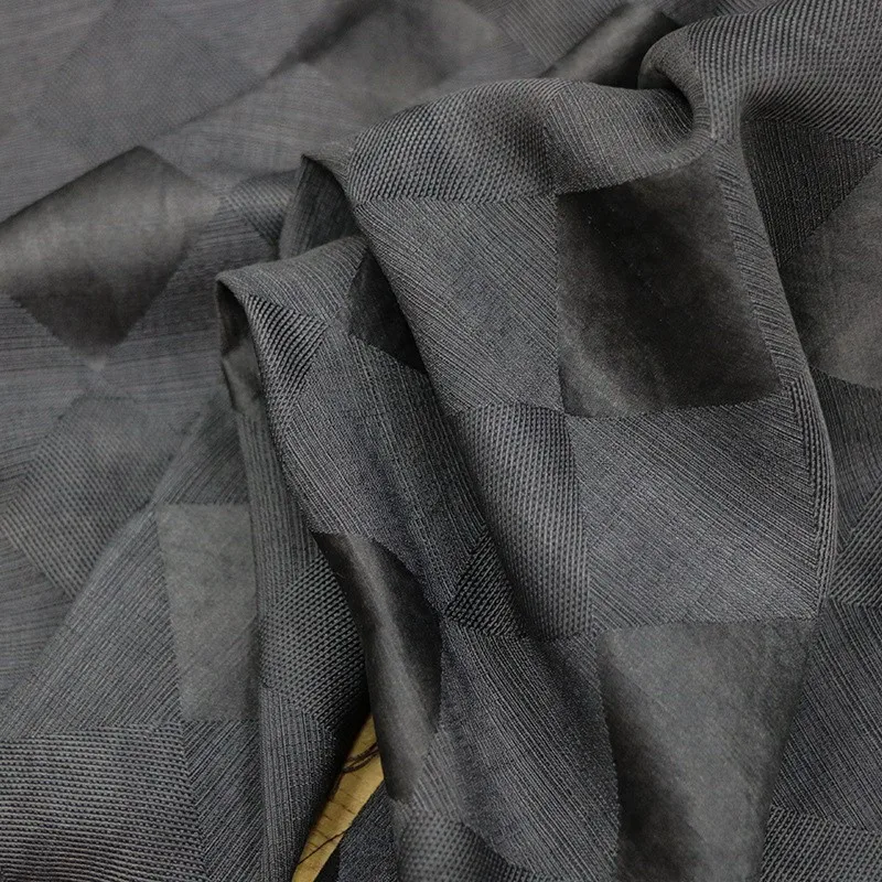 

Natural oak silk jacquard diamond-shaped pattern grass and wood mud-dyed fabric new Chinese-style clothing designer's