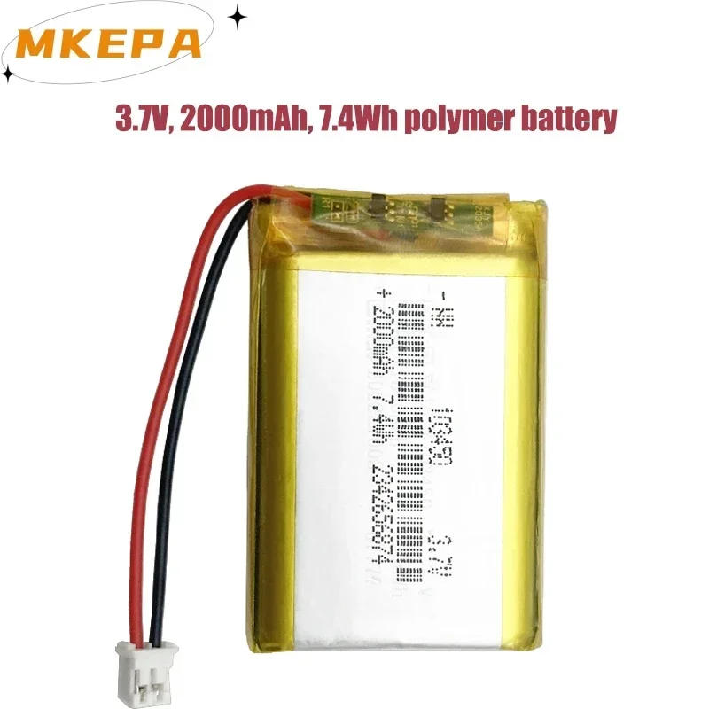 

103450 3.7V 2000mAh Rechargeable Lithium Polymer Lipo Battery For MP4 DVD DVR LED MP5 GPS Bluetooth Headset Speaker Massager