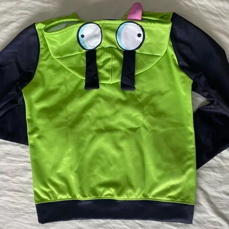 ☆SunlCos Anime Invader Cosplay Costume Coat Alien Zim Hoodies Jacket Hooded Zip Up Pullovers Sweatshirts with Ears Halloween☆ - view 6