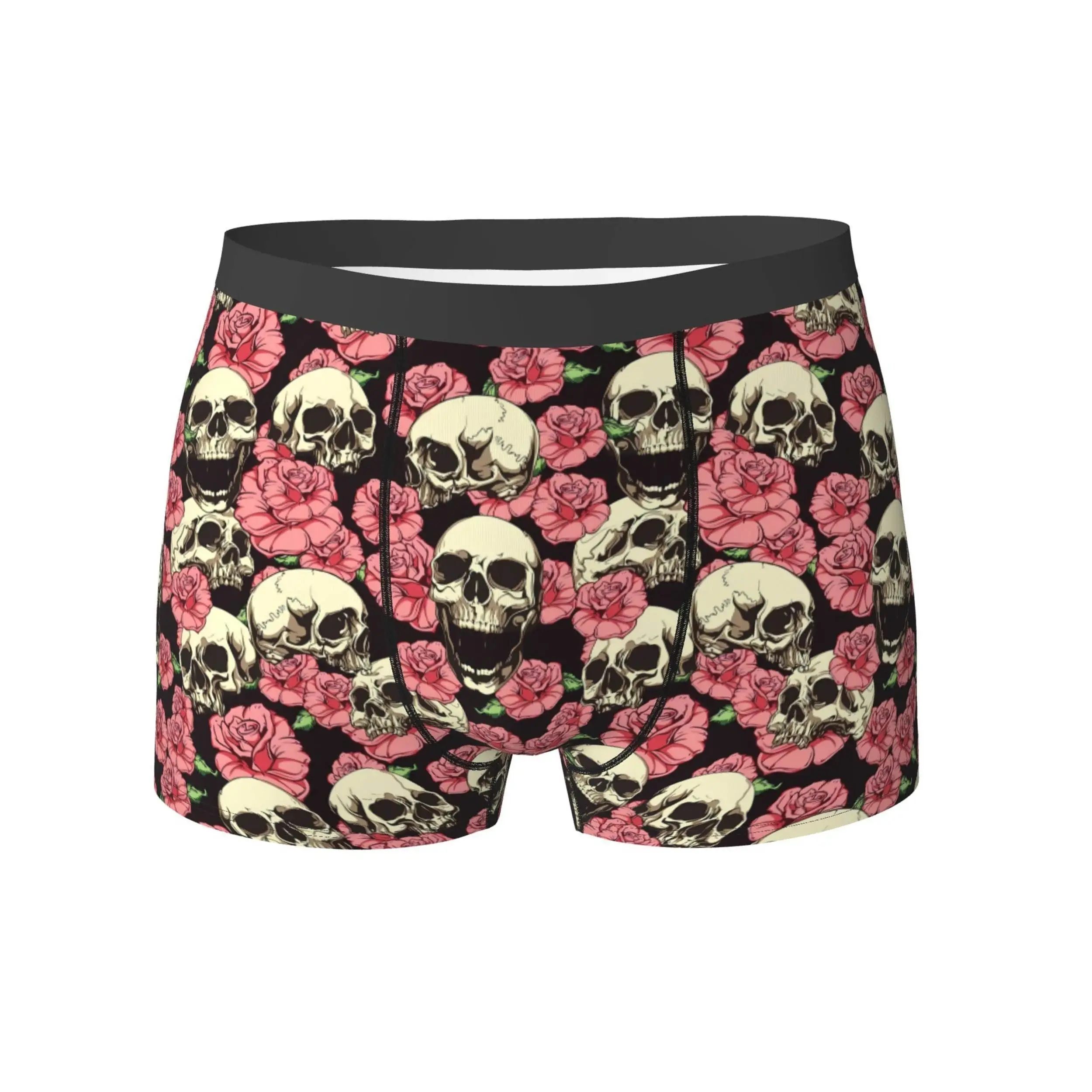 

Мужские трусы-боксеры с принтом розового черепа и ужасов, дышащее удобное эластичное нижнее белье, спортивное плавание