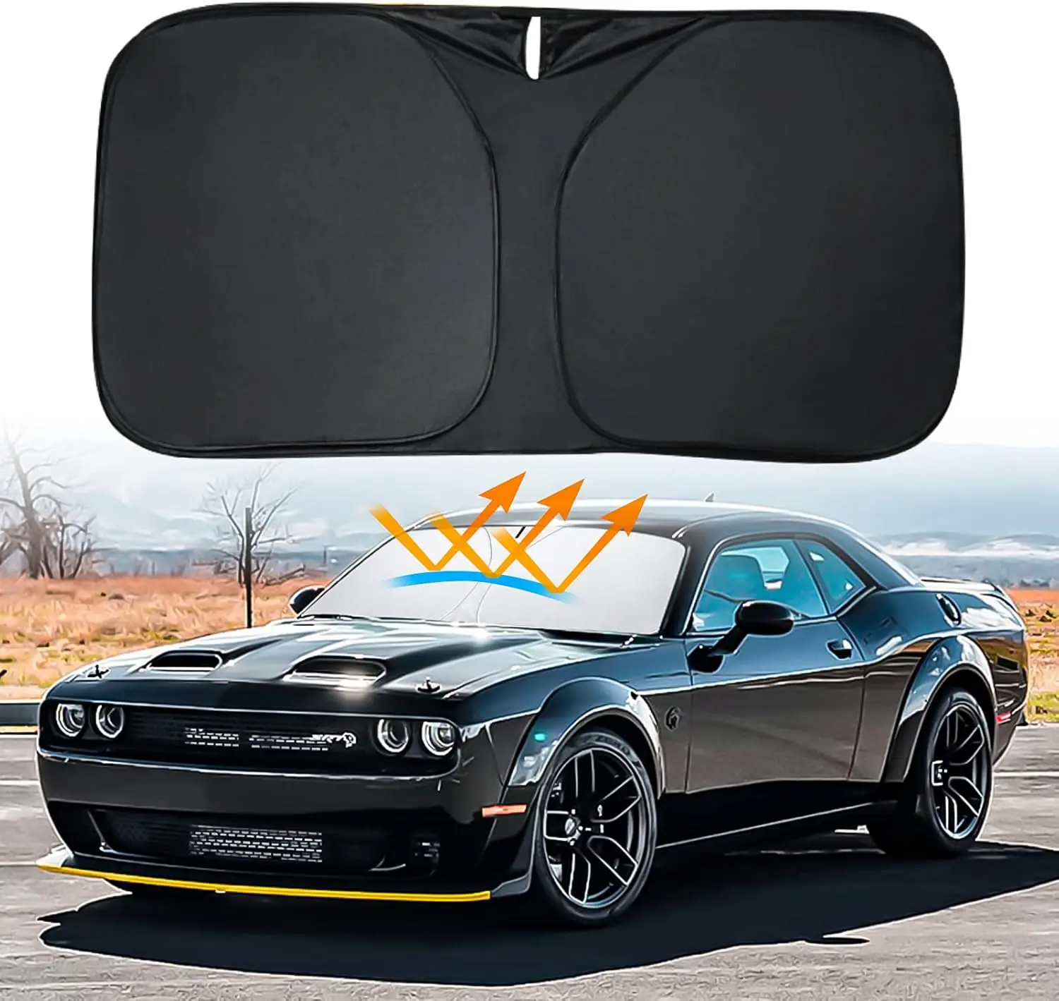 

Солнцезащитный козырек на лобовое стекло для Dodge Challenger Coupe 2015-2023 годов, Redeye, RT Scat Pack, SRT Hellcat, RT, GT, Widebody, складная передняя часть Su