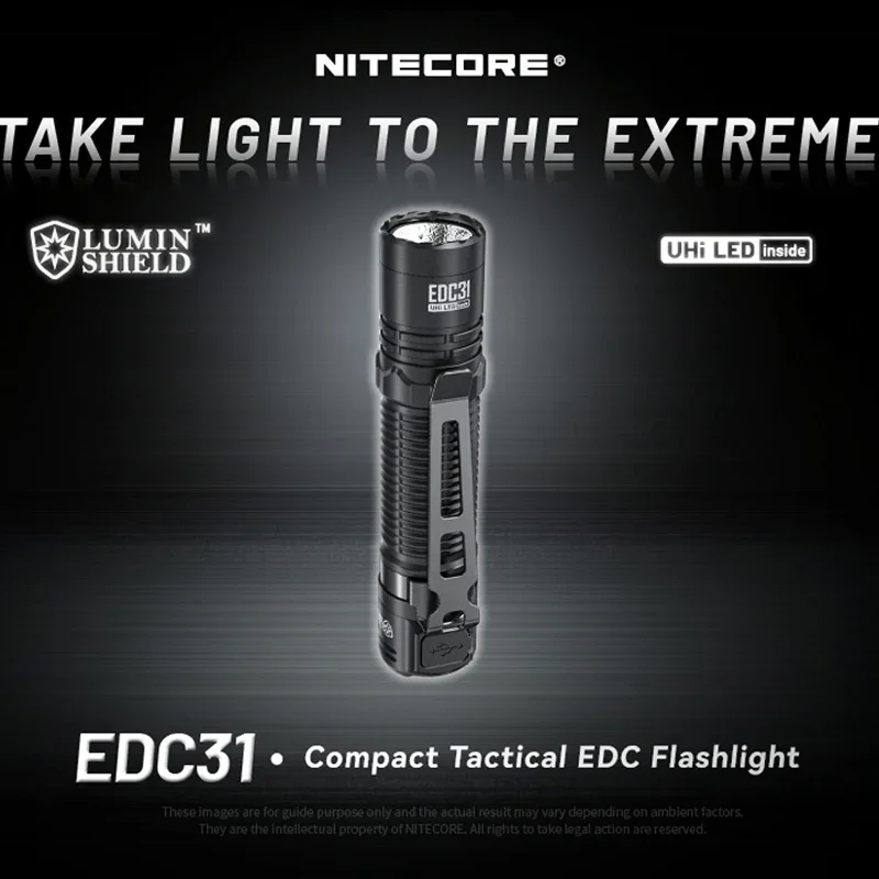 NITECORE EDC31 UHi LED 3500 Lumens USB-C Rechargeable Compact Tactical EDC Flashlight  Built-in 3800mAh Li-ion Battery