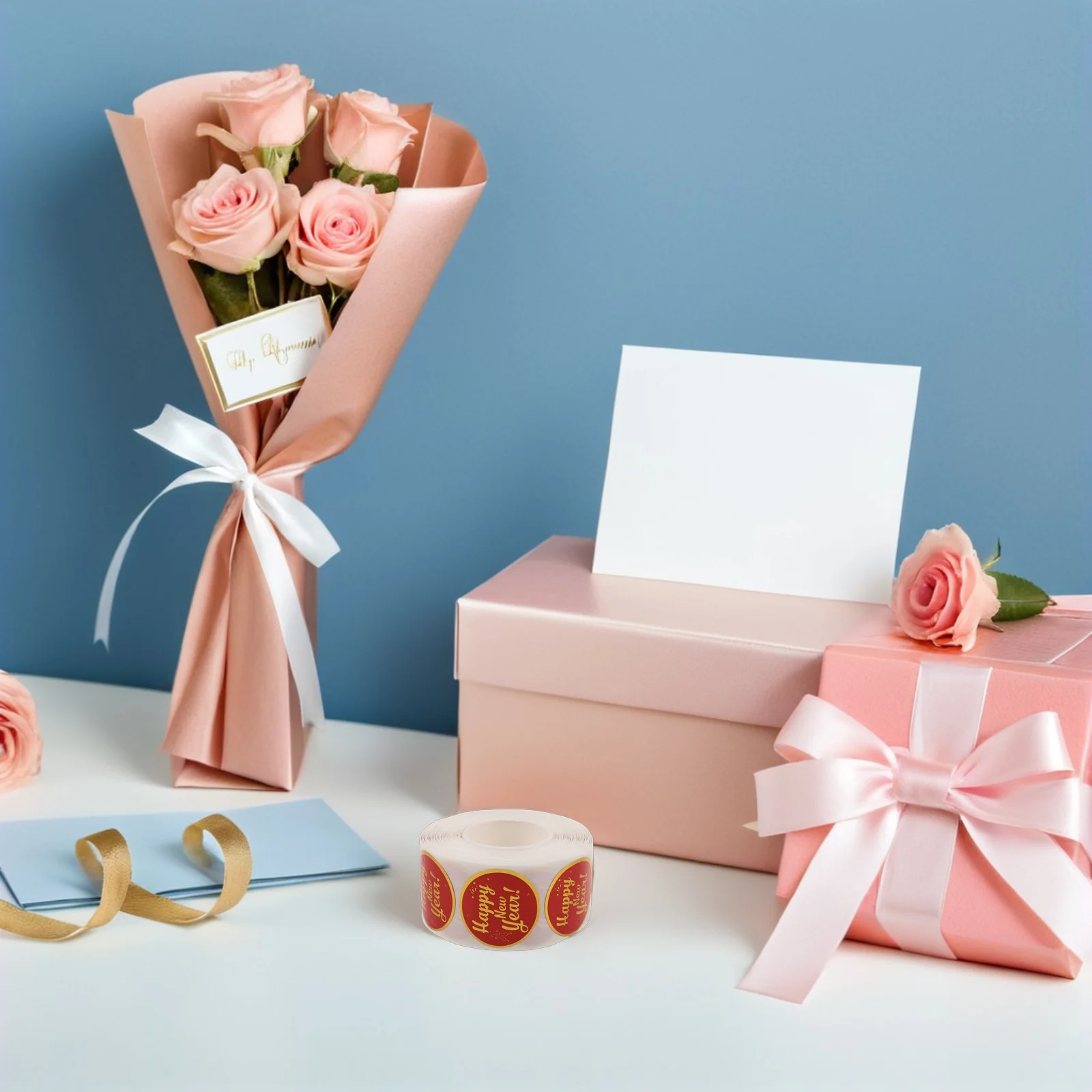 

500pcs /Roll 5 Rolls New Year 2026 Stickers Envelope Sealing Labels Holiday Party Decorations Lunar Craft Scrapbooking Seal