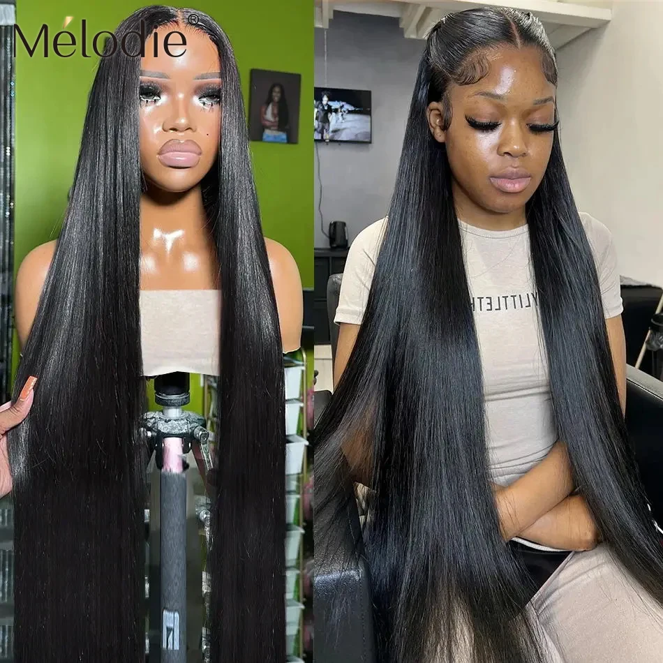 Melodie 40 Inche 13x6 HD Lace Frontal Wig Human Hair 250 Density 13x4 Straight Glueless Brazilian PrePlucked For Women