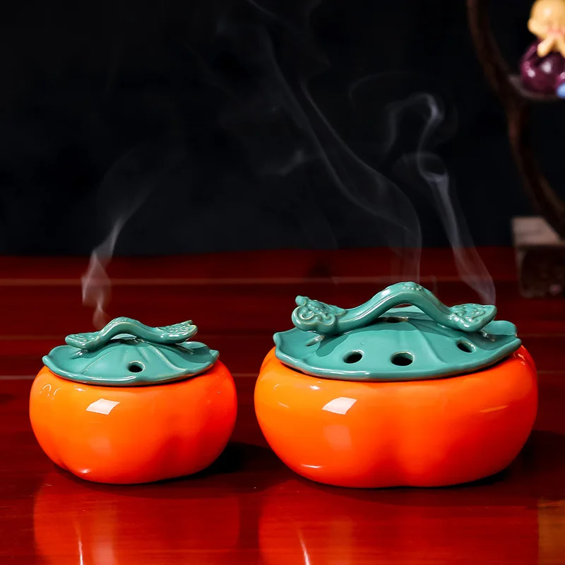 FJ Ceramic aromatherapy stove agarwood sandalwood plate indoor deodorization home decoration home desktop decoration persimmon