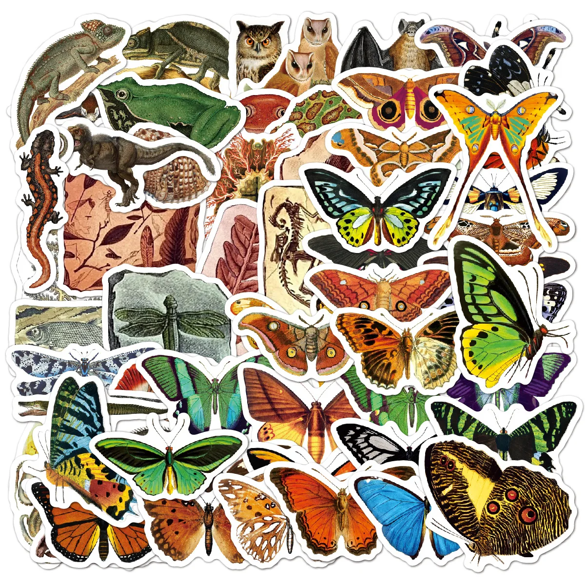 100pcs Retro Butterfly Ancient Creature Stickers Personalized Stationery Stickers Papeleria