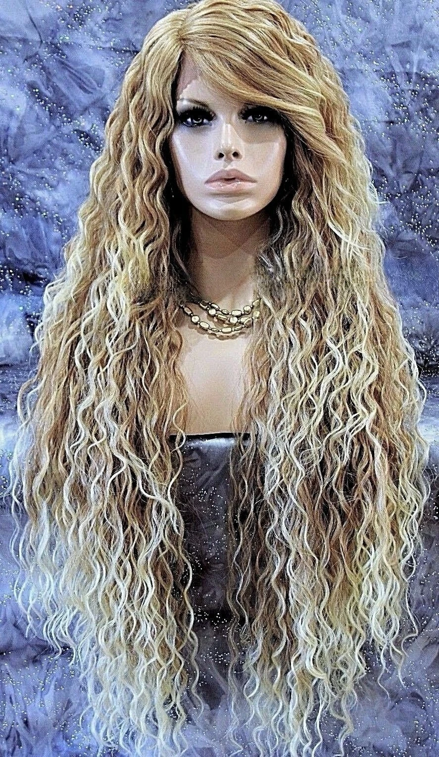 

LACE FRONT FULL WIG LONG LAYERED WAVY MEDIUM BLONDE MIX HEAT OK NEW