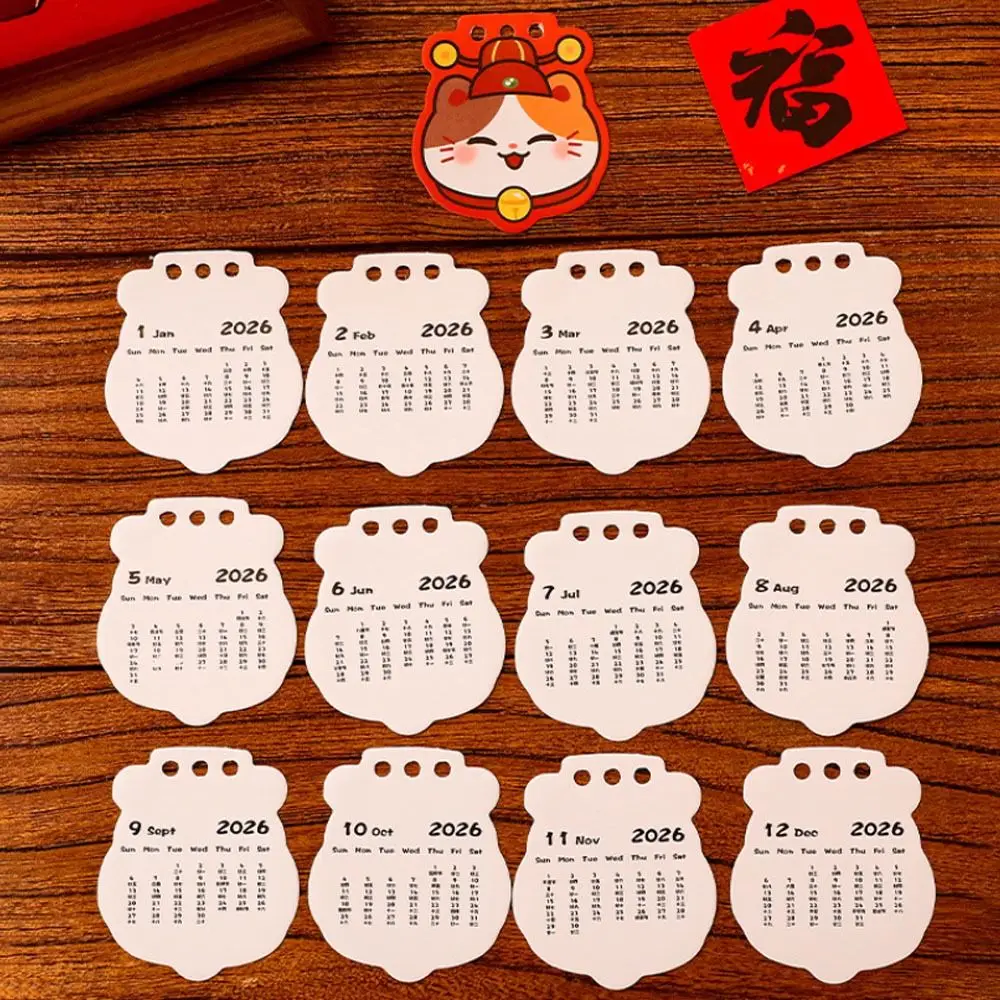 Simple Red Desk Calendar To Do List Cartoon Mini Calendar 2026 Coil Calendar Desktop Decorations